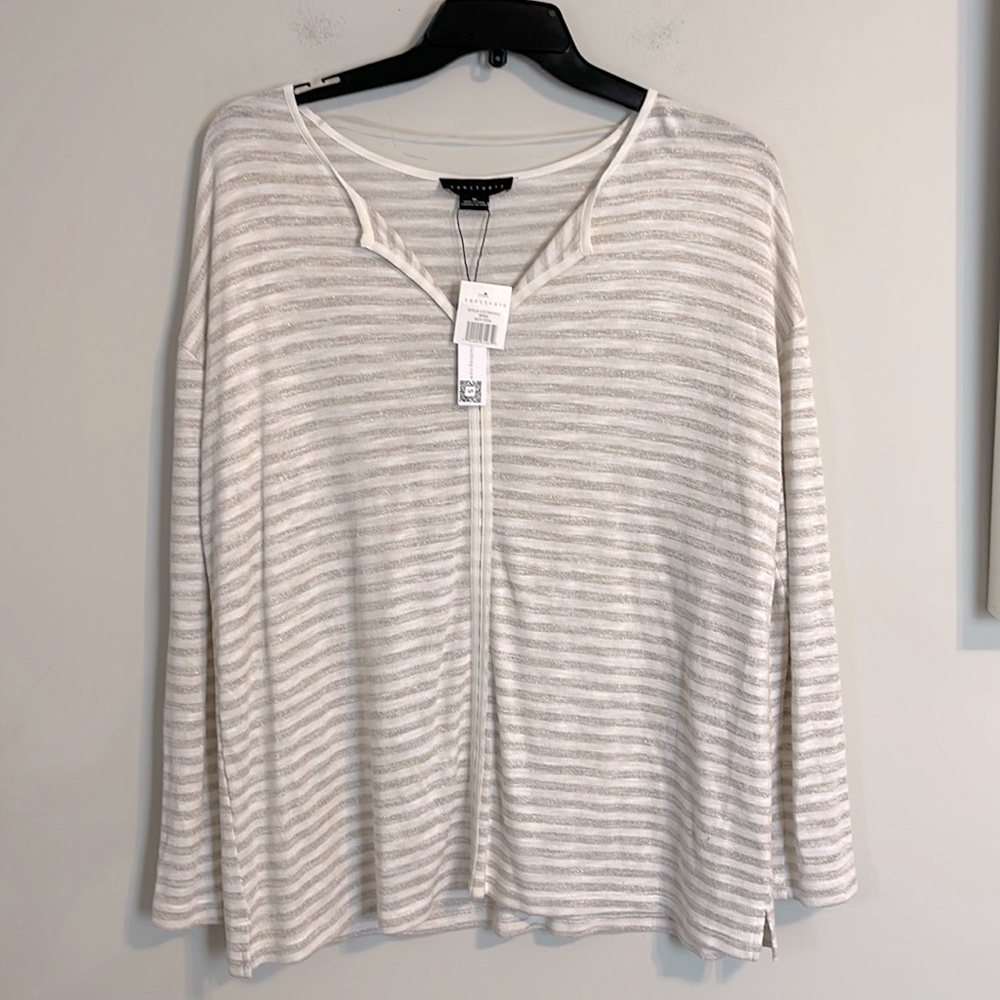 Sanctuary striped pull over light weight knit sweater size 1X